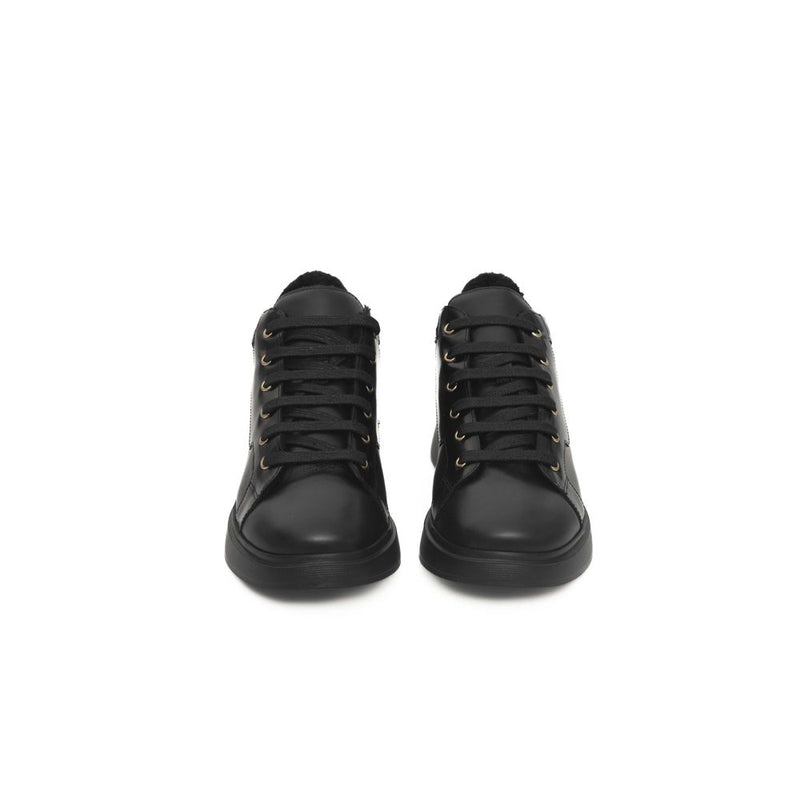 Black Leather Women Sneaker Cerruti 1881