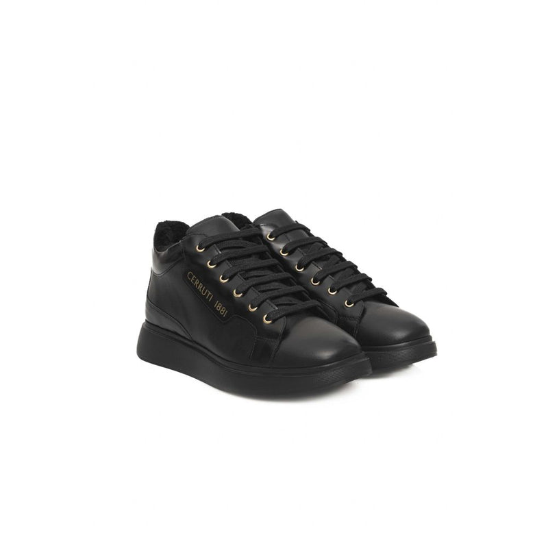 Black Leather Women Sneaker Cerruti 1881