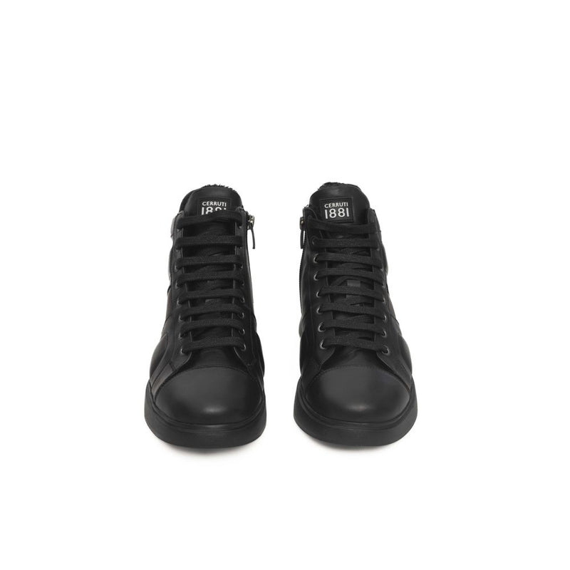 Black Leather Women Sneaker Cerruti 1881