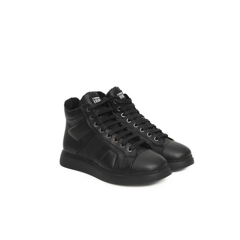 Black Leather Women Sneaker Cerruti 1881