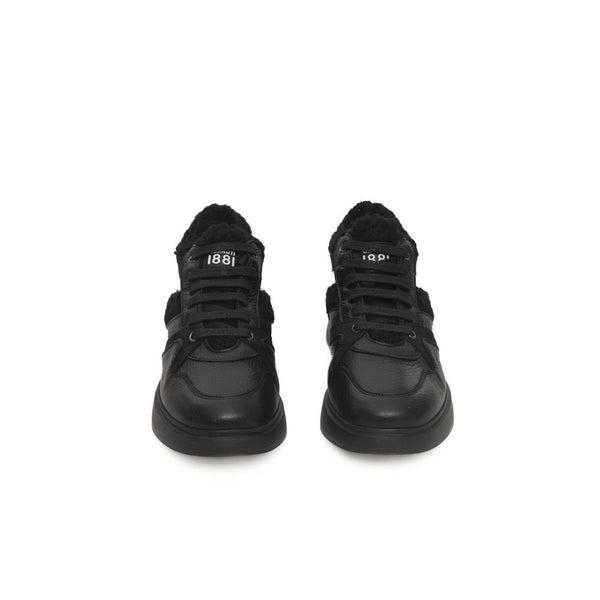 Black Leather Women Sneaker Cerruti 1881