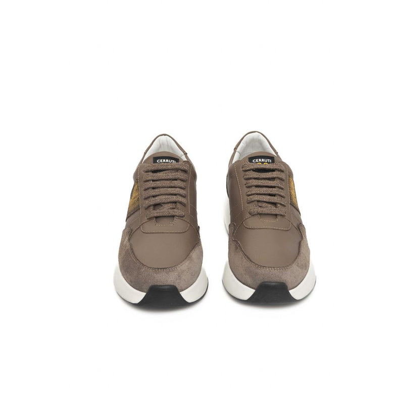 Beige Leather Women Sneaker Cerruti 1881