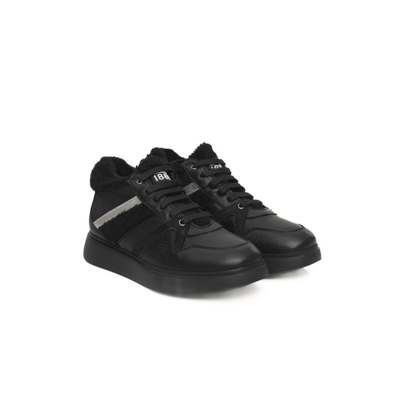 Black Leather Women Sneaker Cerruti 1881