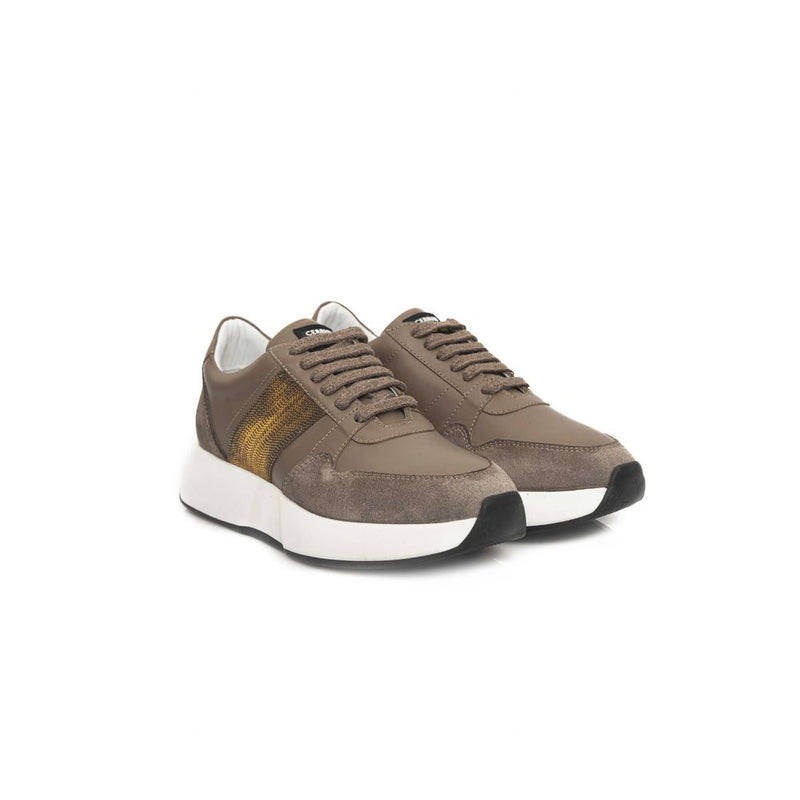 Beige Leather Women Sneaker Cerruti 1881