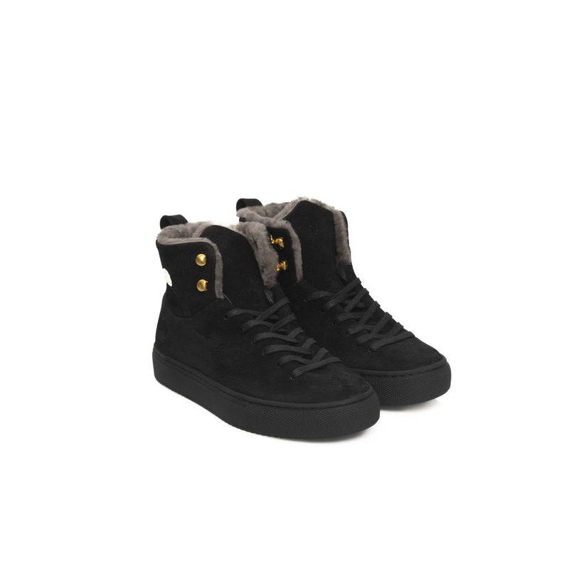 Black Leather Women Sneaker Cerruti 1881