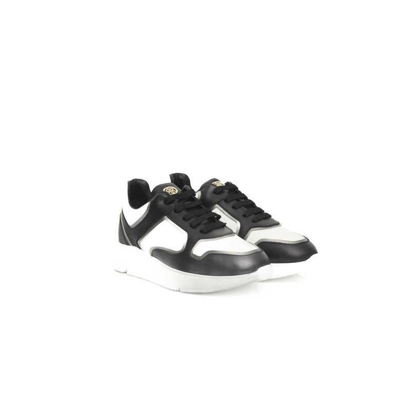 Black Leather Men Sneaker Cerruti 1881