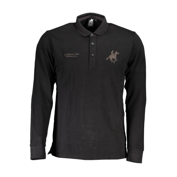 Black Cotton Polo Shirt U.S. Grand Polo