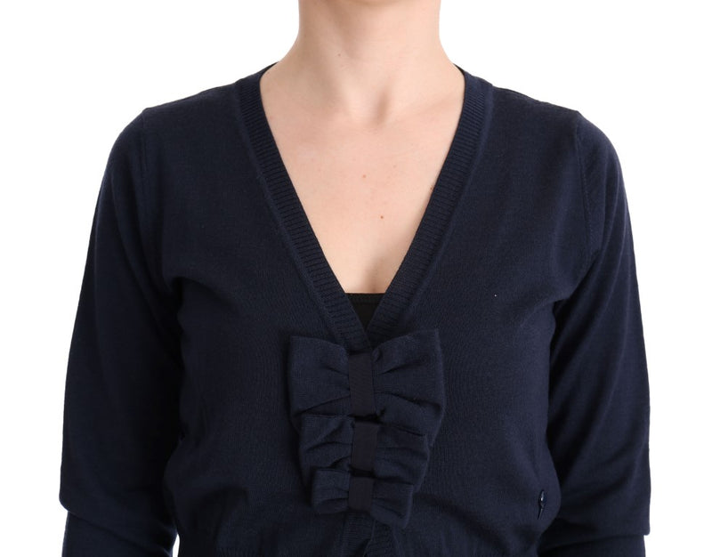 Elegant Blue Wool Cardigan Sweater MARGHI LO'