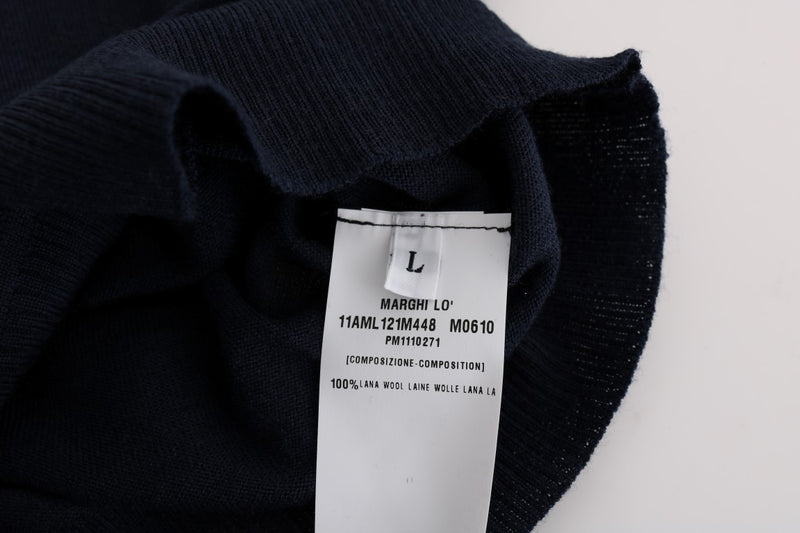 Elegant Blue Wool Cardigan Sweater MARGHI LO'