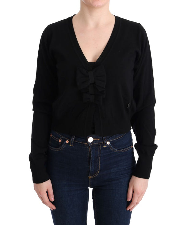 Elegant Black Wool Cardigan Sweater MARGHI LO'
