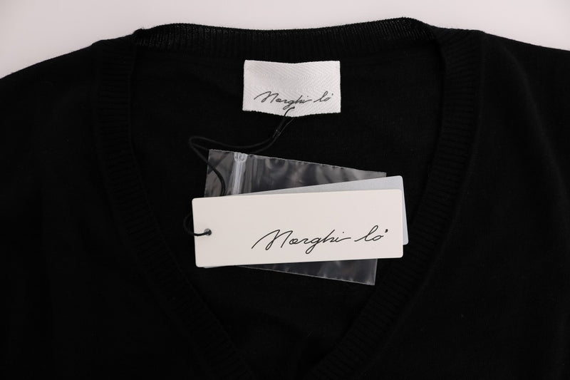 Elegant Black Wool Cardigan Sweater MARGHI LO'