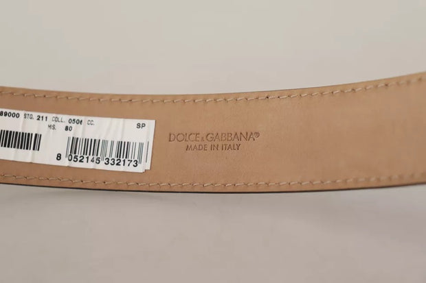 Black Leather Gold Metal Logo Engraved Buckle Belt Dolce & Gabbana