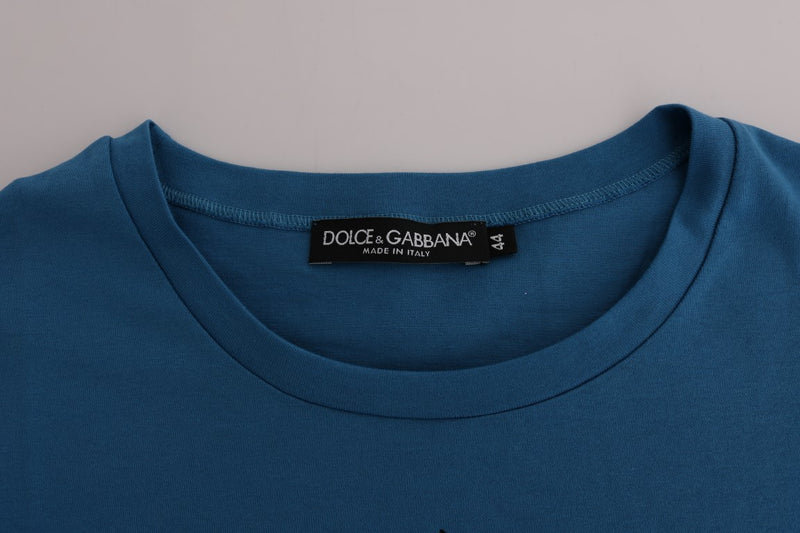 Chic Blue Cotton Tee with 2017 Print Dolce & Gabbana