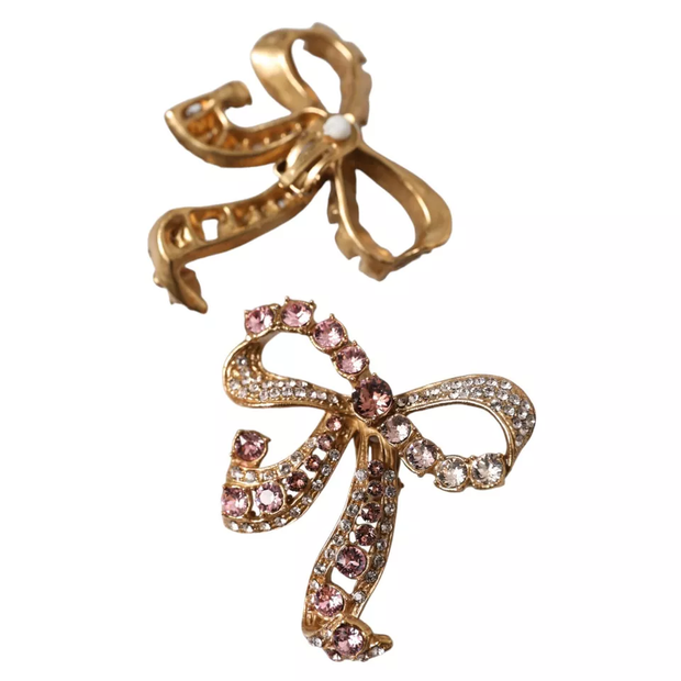 Gold Brass Pink Clear Crystal Bow Fiocchi Christmas Dolce & Gabbana