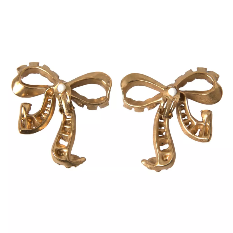 Gold Brass Pink Clear Crystal Bow Fiocchi Christmas Dolce & Gabbana