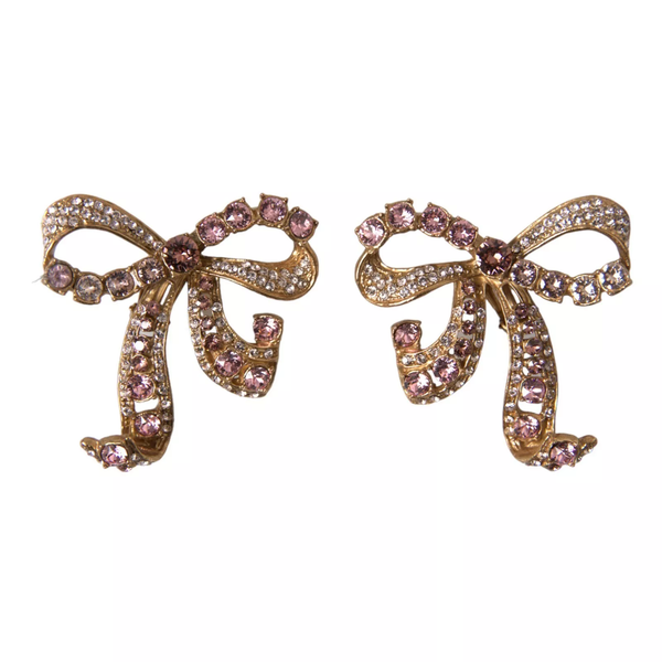 Gold Brass Pink Clear Crystal Bow Fiocchi Christmas Dolce & Gabbana