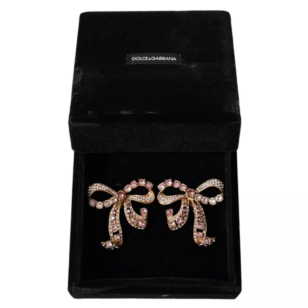 Gold Brass Pink Clear Crystal Bow Fiocchi Christmas Dolce & Gabbana