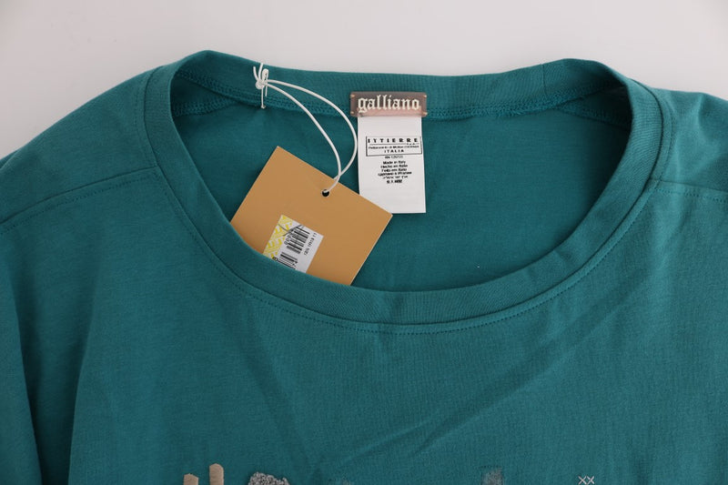 Elegant Crewneck Cotton Sweater in Green John Galliano