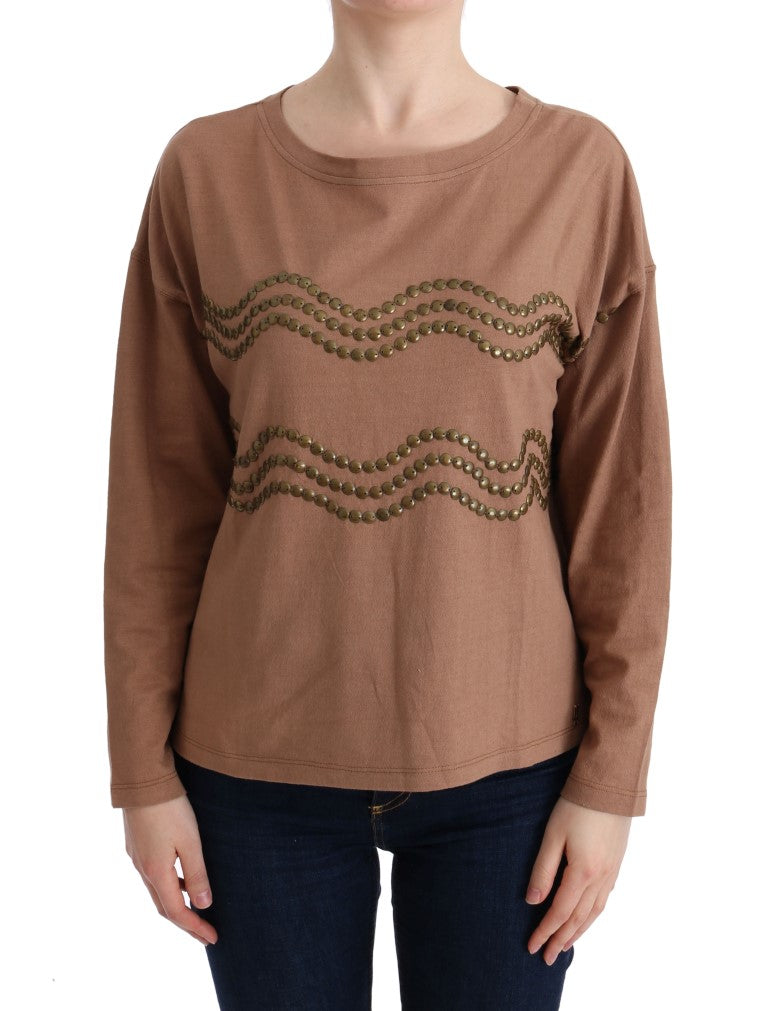 Chic Brown Crewneck Cotton Sweater John Galliano