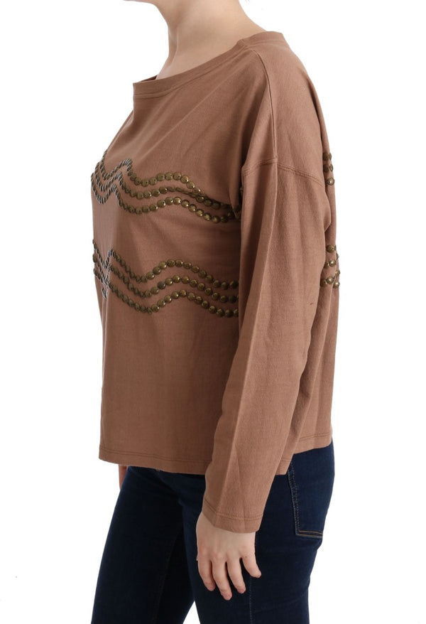 Chic Brown Crewneck Cotton Sweater John Galliano