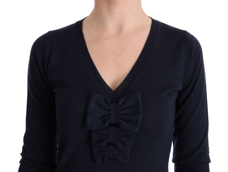 Elegant Over Knee Blue Wool Dress MARGHI LO'