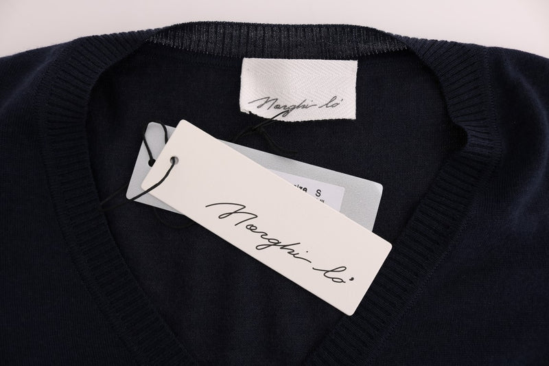 Elegant Over Knee Blue Wool Dress MARGHI LO'