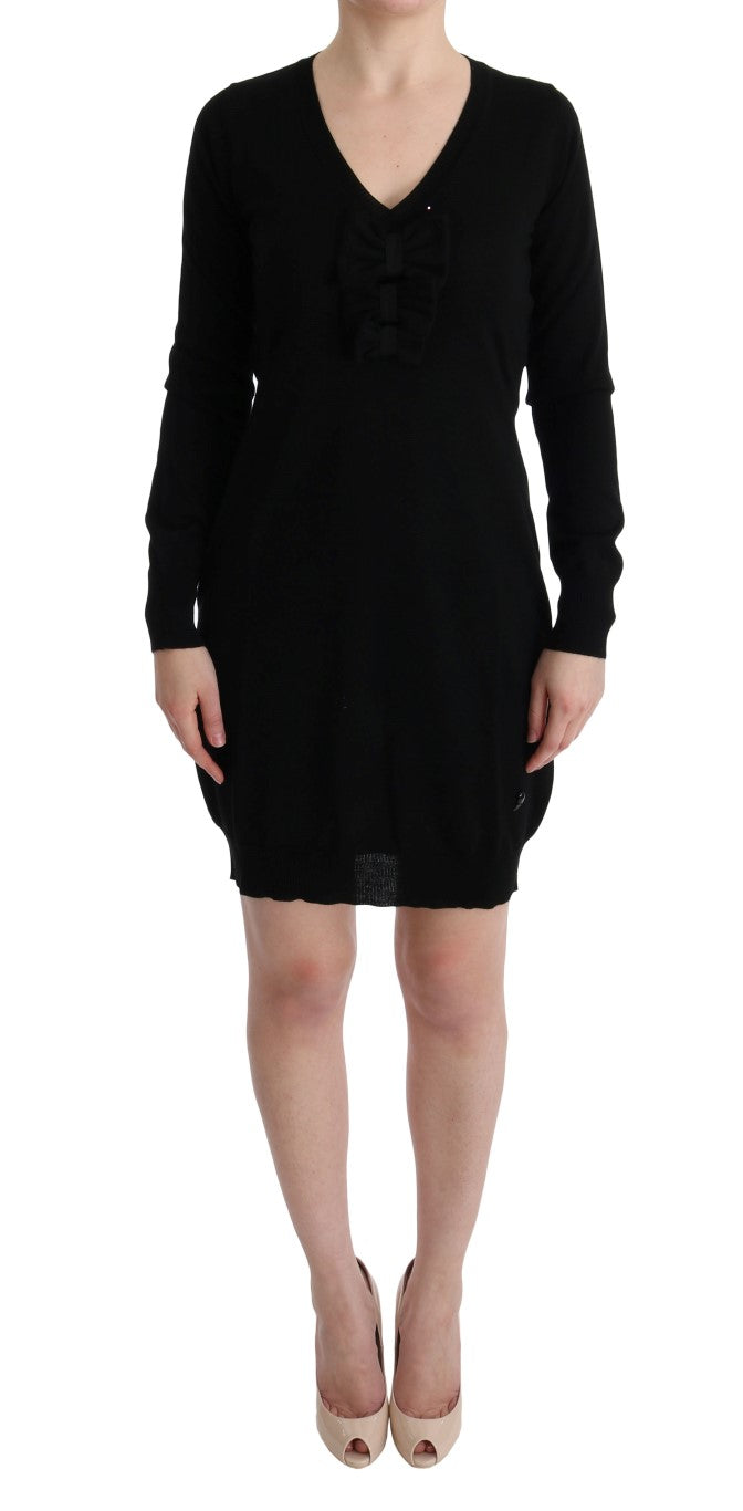 Elegant Black Wool Shift Dress MARGHI LO'