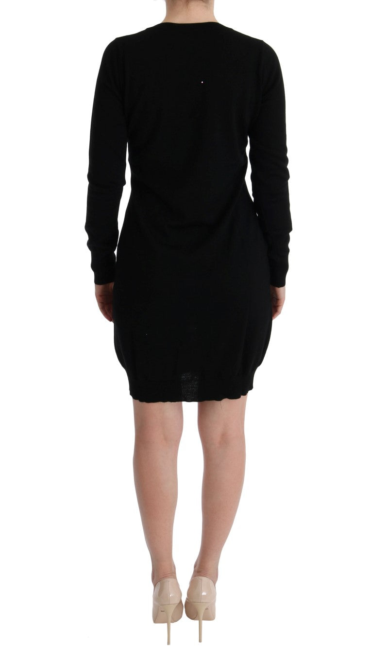 Elegant Black Wool Shift Dress MARGHI LO'