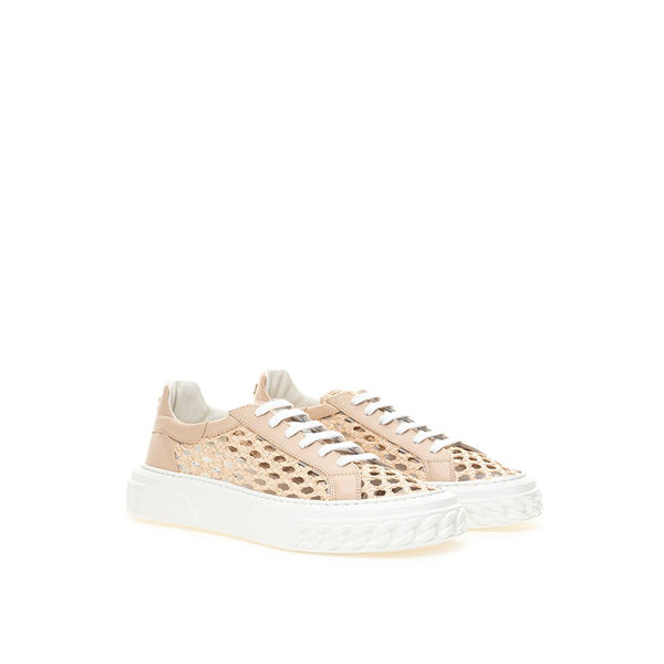 Casadei Chic Beige Leather Sneakers Casadei