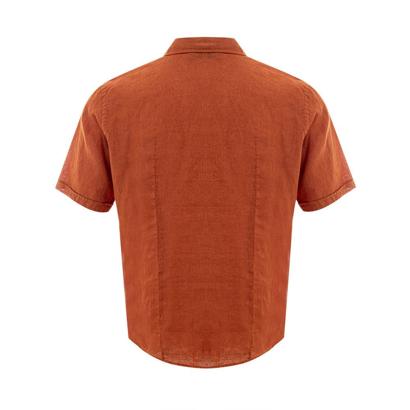 Elegant Linen Brown Shirt for Men Gran Sasso