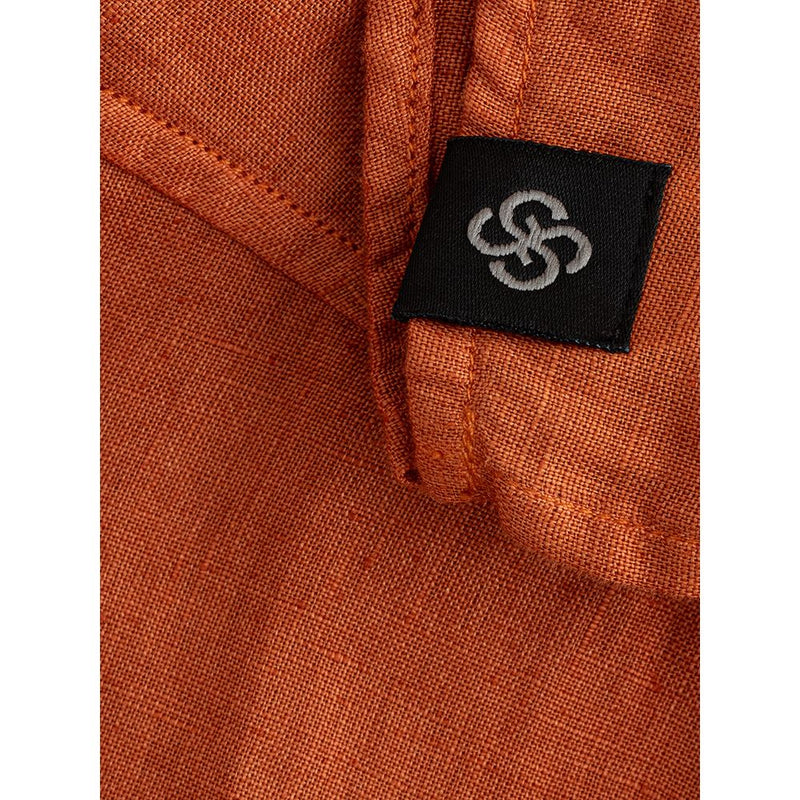 Elegant Linen Brown Shirt for Men Gran Sasso