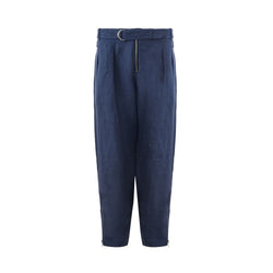 Elegant Linen Blue Trousers for Men Emporio Armani