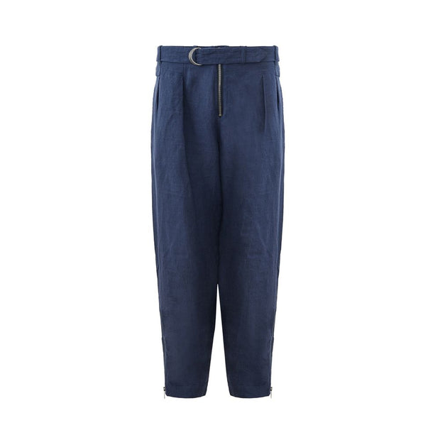 Elegant Linen Blue Trousers for Men Emporio Armani