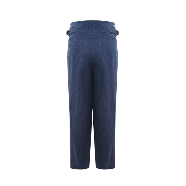 Elegant Linen Blue Trousers for Men Emporio Armani