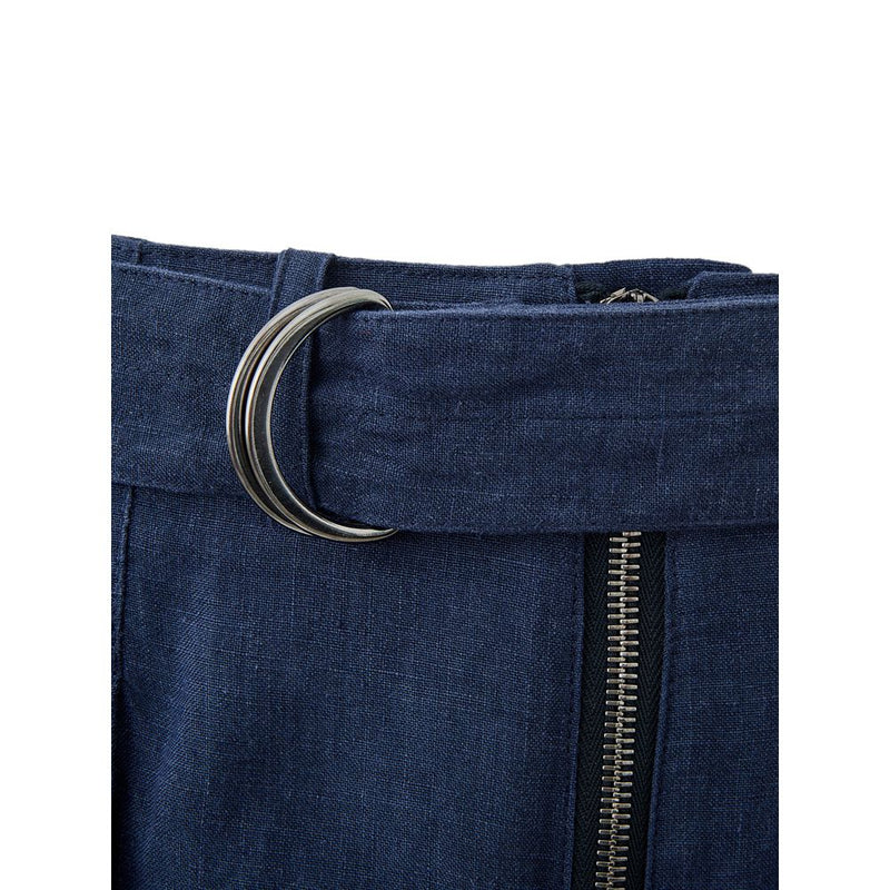 Elegant Linen Blue Trousers for Men Emporio Armani