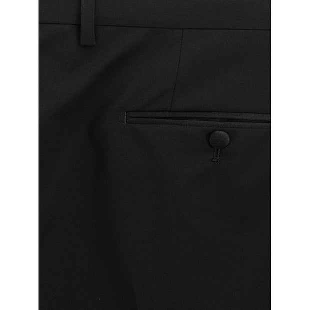 Sleek Black Wool Trousers for Men Dolce & Gabbana