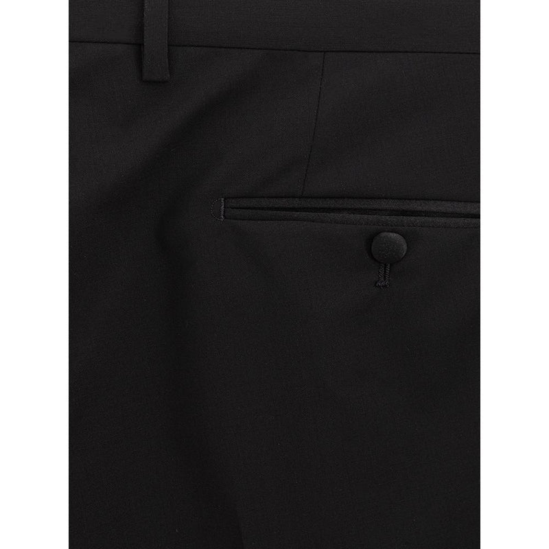 Sleek Black Wool Trousers for Men Dolce & Gabbana