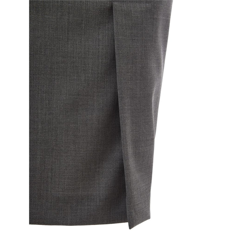 Chic Gray Wool Pencil Skirt Lardini