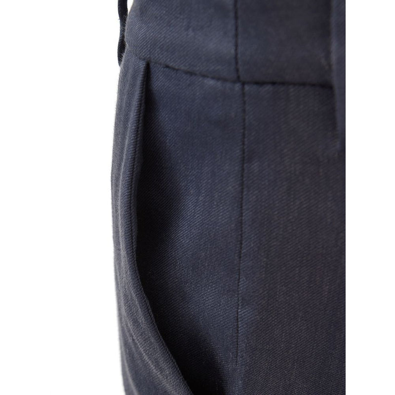 Chic Blue Linen Trousers Lardini