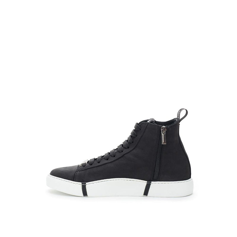 Elegant Suede Sneakers in Chic Black Roberto Cavalli