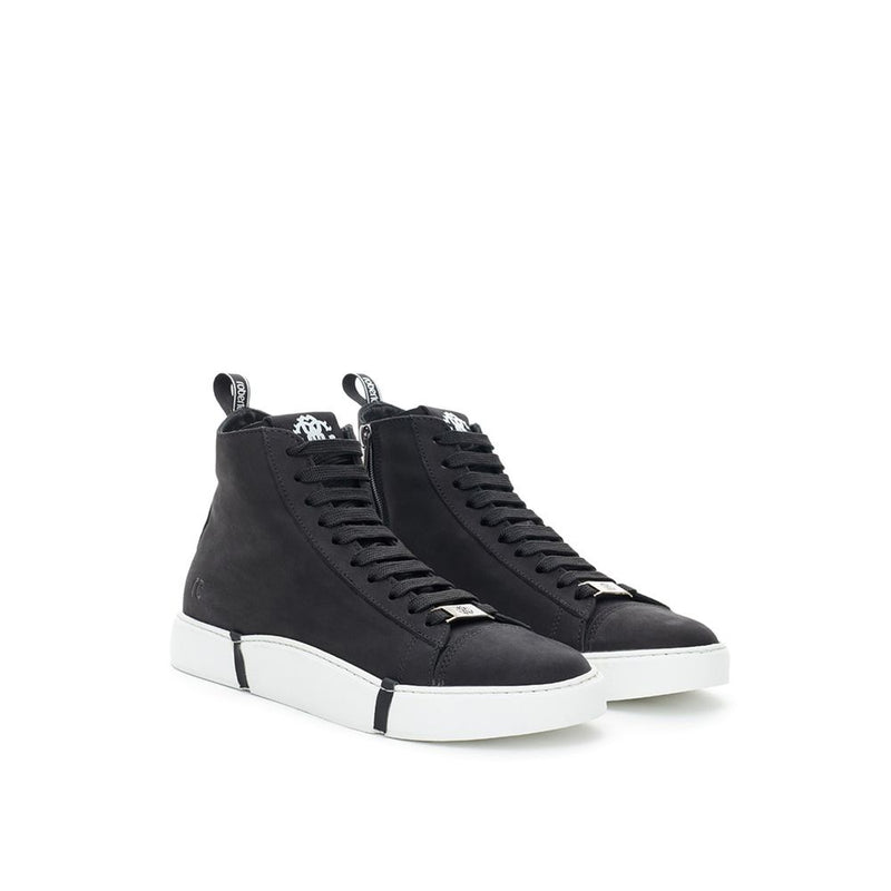 Elegant Suede Sneakers in Chic Black Roberto Cavalli