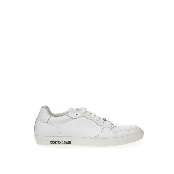 White Leather Sneakers Luxe Footwear Roberto Cavalli