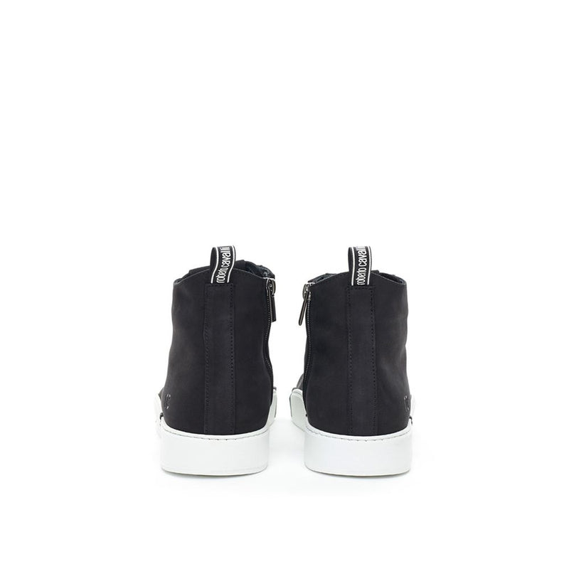 Elegant Suede Sneakers in Chic Black Roberto Cavalli