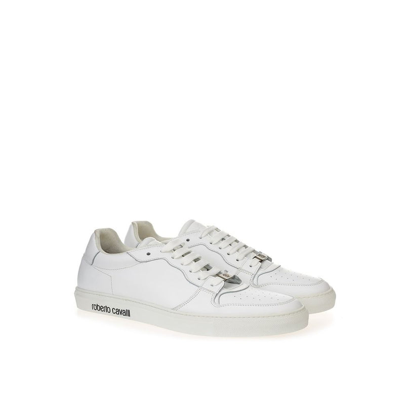 White Leather Sneakers Luxe Footwear Roberto Cavalli