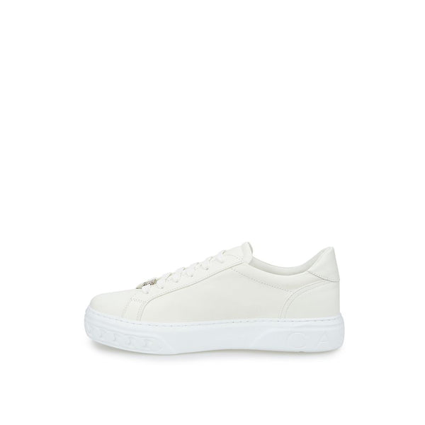 Sleek White Leather Sneakers Casadei