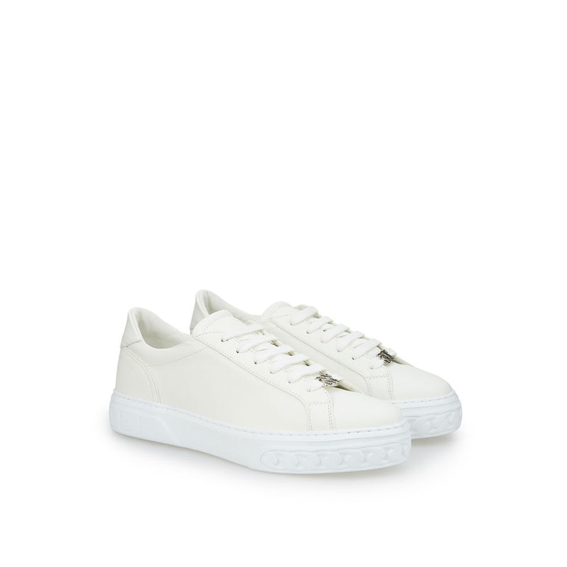 Sleek White Leather Sneakers Casadei