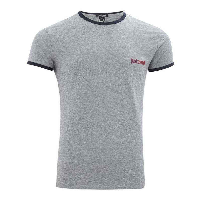 Elegant Gray Cotton Tee for Men Just Cavalli