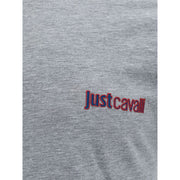 Elegant Gray Cotton Tee for Men Just Cavalli