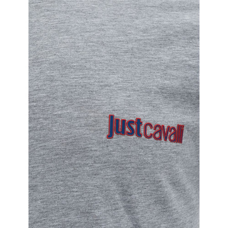 Elegant Gray Cotton Tee for Men Just Cavalli