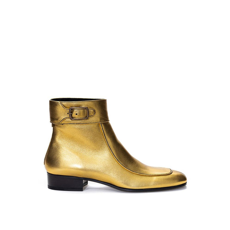 Gold Leather Boot Saint Laurent